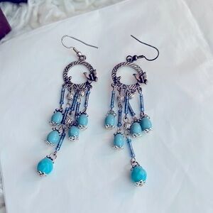 Silver Turquoise Dangly Earrings 🤩🛍️